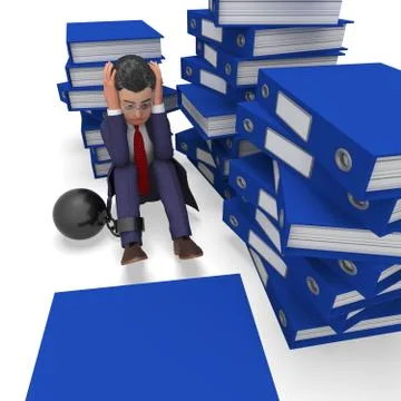 Businessman Overload Work Represents Binder Folders And Burden Stock Illustration