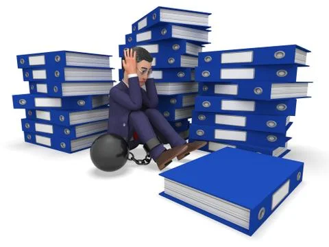 Businessman Overload Work Represents Overloading Burden And Answer Stock Illustration