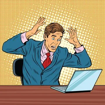 Businessman in panic, reading notebook Stock Illustration