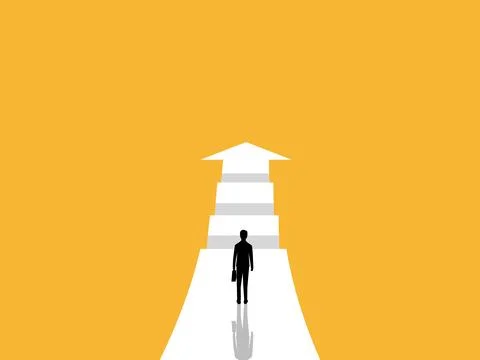 Businessman on a path full of obstacles Stockillustratie