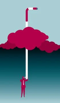 Businessman peeping using a periscope. Extends to the stratosphere. Stock Illustration