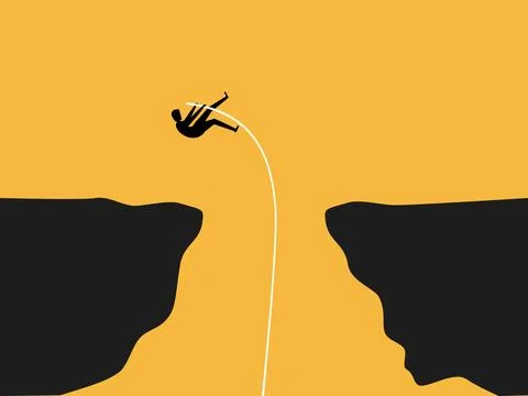 Businessman performs pole vaulting across the gap Stock Illustration