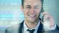 The businessman phone over the virtual screen 4k or 4k+ Resolution