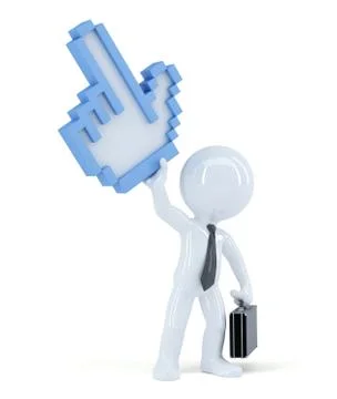 Businessman with pixel mouse cursor Ilustração Stock