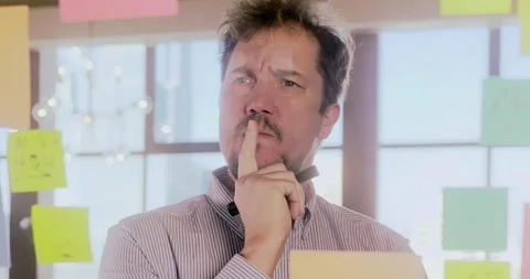 Businessman Planning in Office with Sticky Notes Stock Footage 324570750