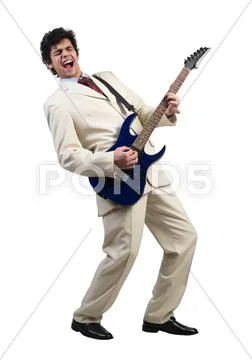 Businessman playing guitar Stock Photos