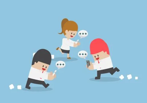 Businessman playing smartphone while walking Stock Illustration