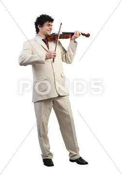 Businessman playing violin Stock Photos
