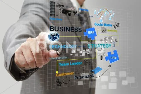 Businessman point on business process Stock Illustration