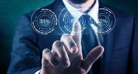 Businessman point on loading circle ring. Stock Photos