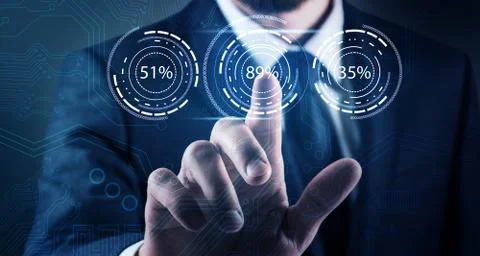 Businessman point on loading circle ring. Stock Photos