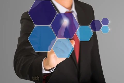 Businessman point Polygon graph Stock Photos