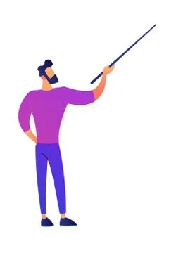 Businessman with a pointer in hand vector illustration. Illustrazione stock