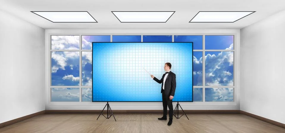 Businessman with pointer Foto stock