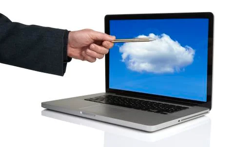 Businessman pointing Cloud computing Stock Photos