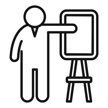 Businessman is pointing at an empty flip chart during a presentation Stock Illustration