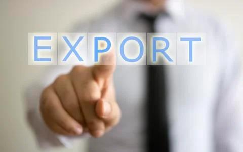 Businessman is pointing export text Stock Photos