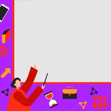 Businessman Pointing Finger Empty Presentation Board Representing Planning Ilustração Stock