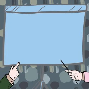 Businessman Pointing Finger Empty Presentation Board Representing Planning Stock Illustration