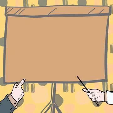Businessman Pointing Finger Empty Presentation Board Representing Planning Stock Illustration