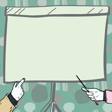 Businessman Pointing Finger Empty Presentation Board Representing Planning Stock Illustration