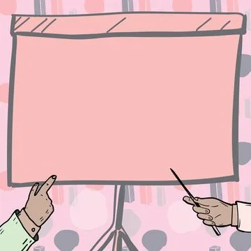 Businessman Pointing Finger Empty Presentation Board Representing Planning Stock Illustration