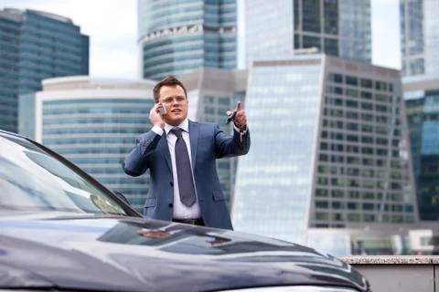 Businessman  pointing her finger Stock Photos