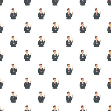 Businessman pointing idea seamless pattern background Stock Illustration