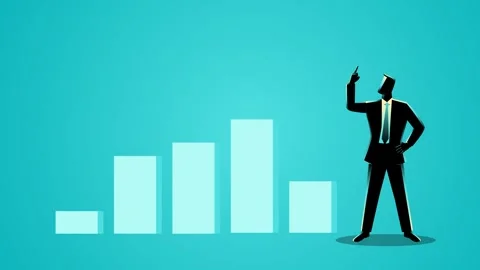 Businessman pointing up with increasing graph chart on the background Stock Footage 276302654