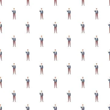 Businessman pointing up repeating seamless pattern illustration Stock Illustration