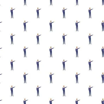 Businessman pointing vector seamless pattern white background 스톡 일러스트