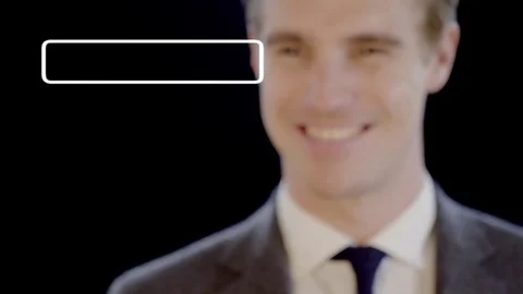 A businessman pointing a virtual button Stock Footage 74615158