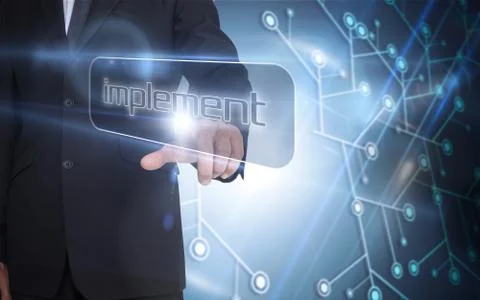 Businessman pointing to word implement イラスト素材