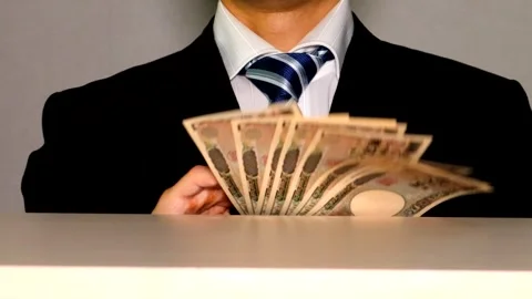 A businessman posing with banknotes. Stock Footage 335025889