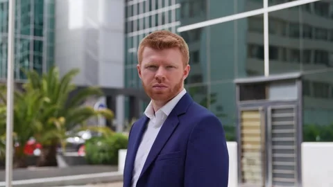 Businessman Posing in Modern Office Complex Stock Footage 278645167
