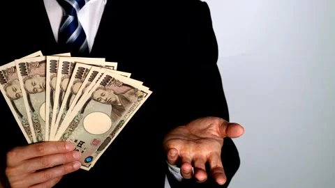 A businessman posing with money Stock Footage 334793217