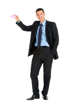 Businessman with post-it Stock Photos