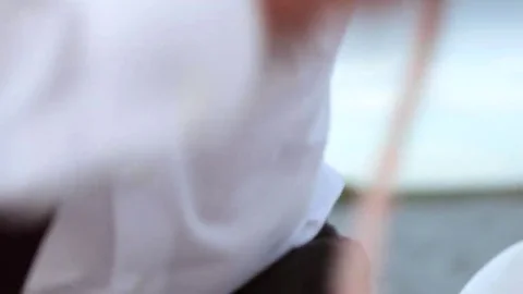 Businessman Preparing to Sail Stock Footage 69143356