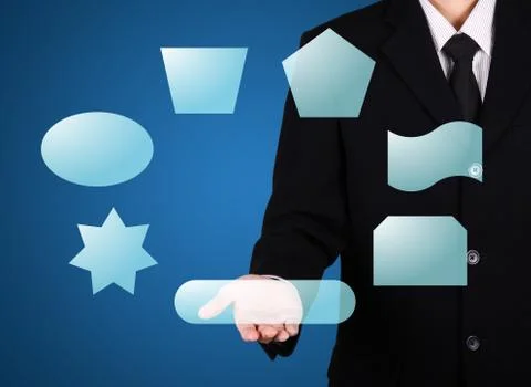 Businessman present button instant on hand Stock Photos