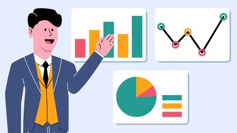 Businessman Present Presentation Graphic Chart Statistic Analytic - Success Lead Ilustración de archivo