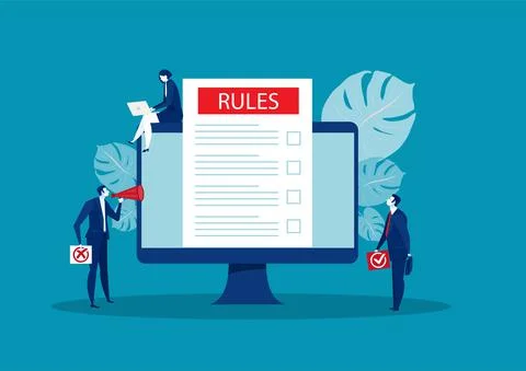 Businessman presentation about rules concept business online concept of inter Stock Illustration