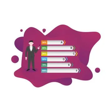 Businessman Presentation Chart Graph Diagram Business Infographic Gradient Fl Stock-Illustration