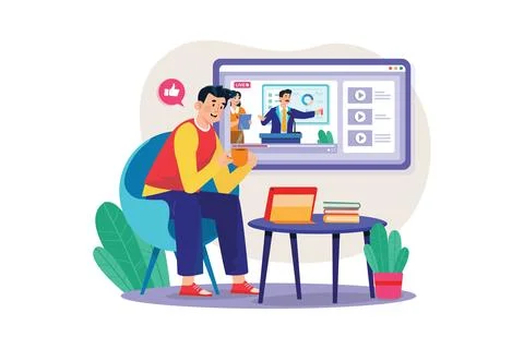 Businessman presentation live streaming Stock Illustration