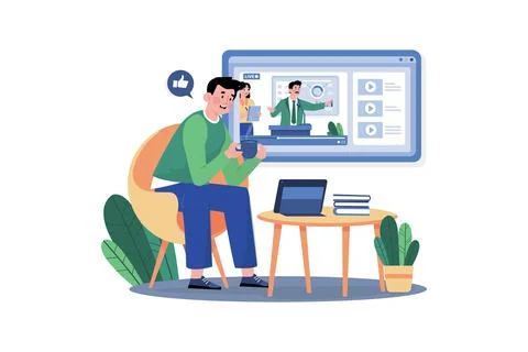 Businessman Presentation Live Streaming Stock Illustration