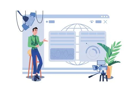 Businessman Presentation Live Streaming Stock Illustration