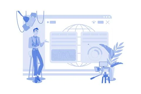 Businessman Presentation Live Streaming Stock Illustration