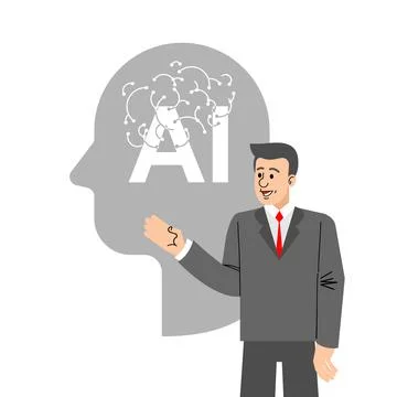 Businessman presenting artificial intelligence concept with brain and circu.. 库存插图