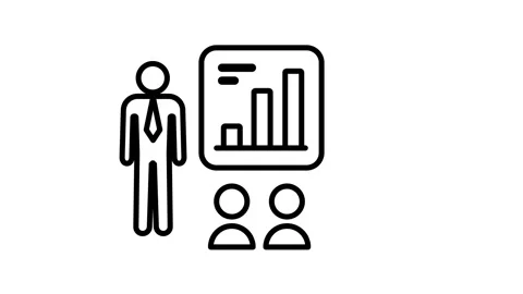 Businessman Presenting Chart Icon Stock Footage 343511106
