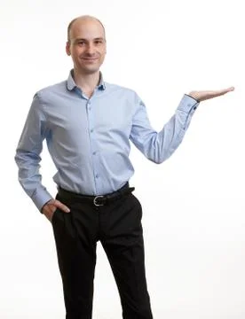 Businessman presenting copyspace Stock Photos