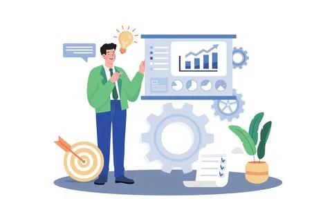 Businessman Presenting Data Analytics 스톡 일러스트
